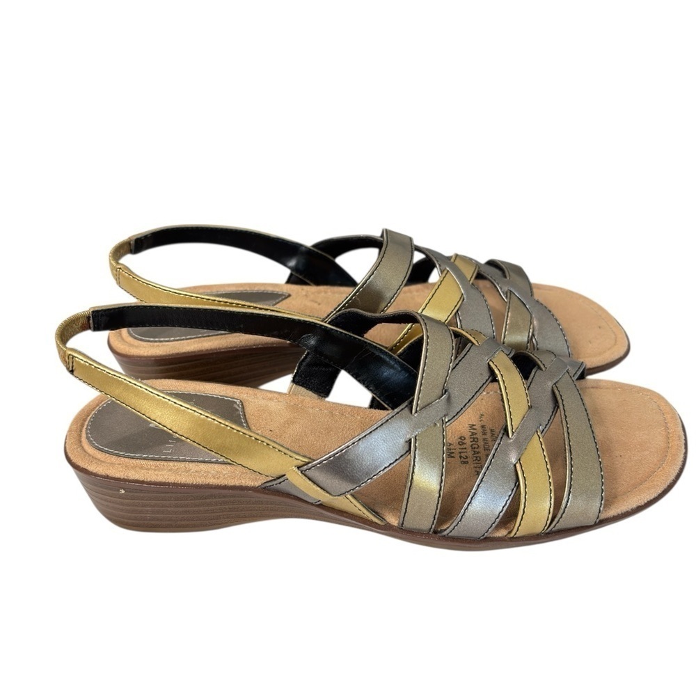 Lifestride Margarita Metallic Slingback Wedge Heel Sandals Womens Shoes Size 6.5 - Picture 10 of 15
